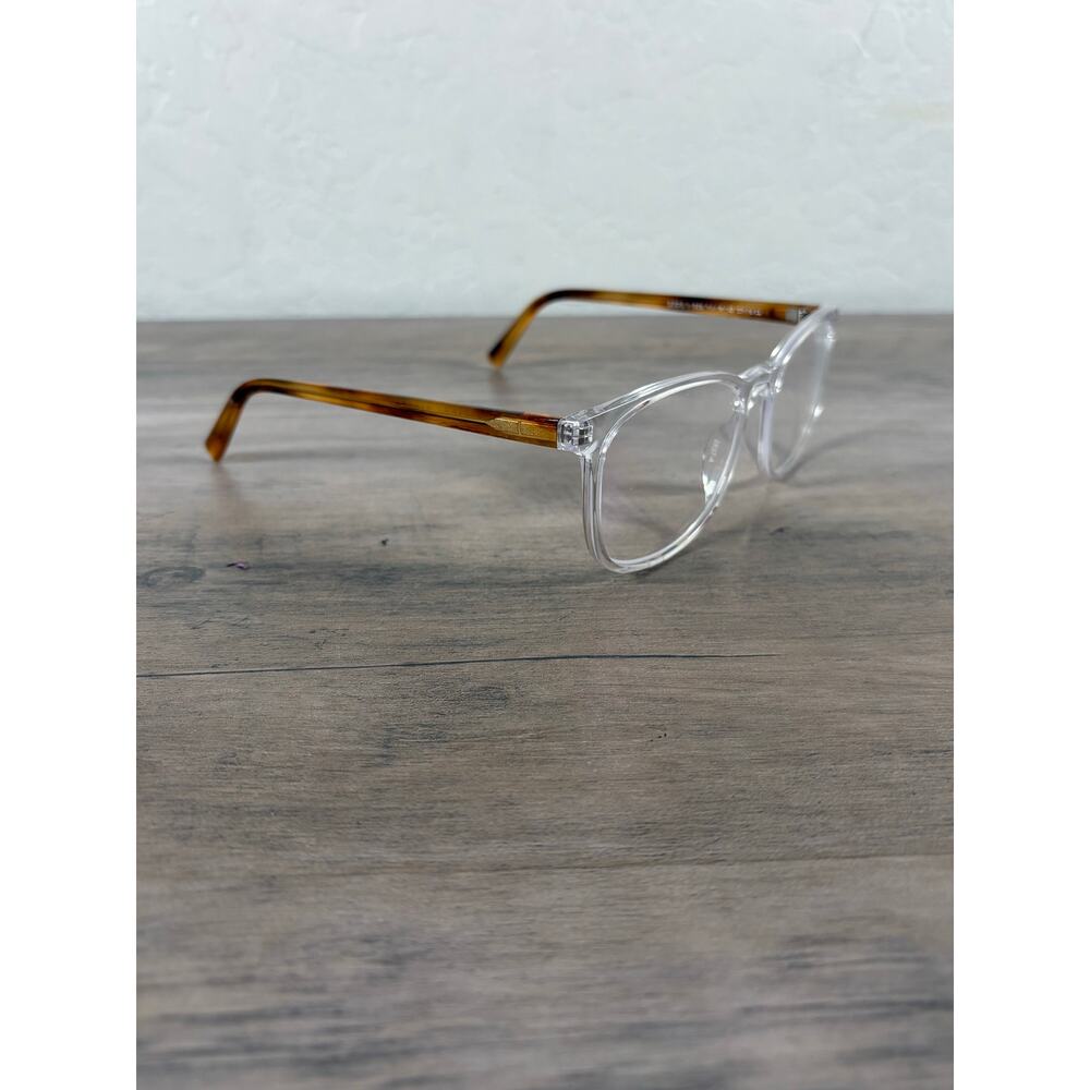 Warby Parker Eyeglasses Bodie W 506 Crystal/English Oak Square Frame 54 19 145